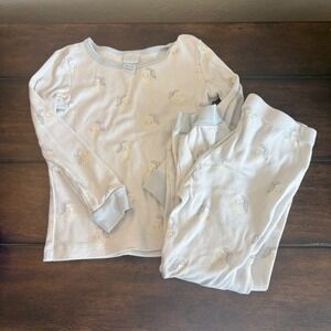 Edgehill Collection Kids Size 5 Santa Claus Cotton Pajama Set Blue White Holiday